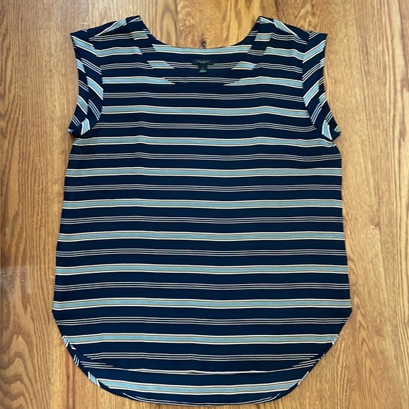 Ann Taylor Sheer Blue Stripes Top Size Small - Picture 2 of 5